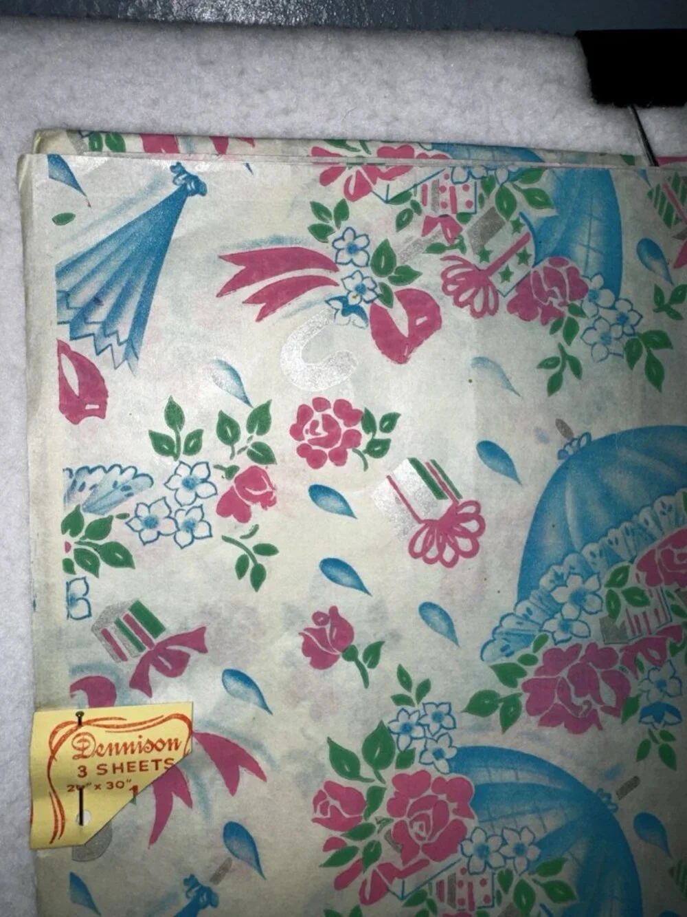 Vintage 1930s Dennison Shower Gift Wrap Original Package 10 Cents Flowers Rare